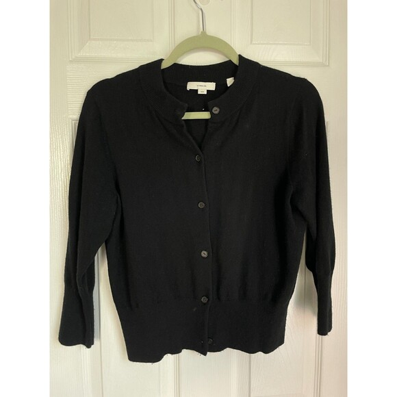 Vince Cardigan Shrunken Button Wool Cashmere Blend Black M - Picture 1 of 7